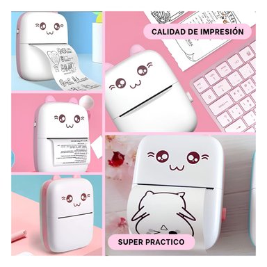 IMPRESORA FUNCIONAL PEQUEÑA EN ROSADO Y+REGALO STICKERS - 1