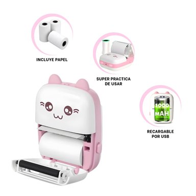IMPRESORA FUNCIONAL PEQUEÑA EN ROSADO Y+REGALO STICKERS - 2