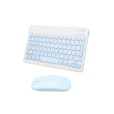 TECLADO INALÁMBRICO RYBIU DISPOSITIVOS BLUETOOTH EN CELESTE + LIGAS REGALO TE29870 PACK - 3