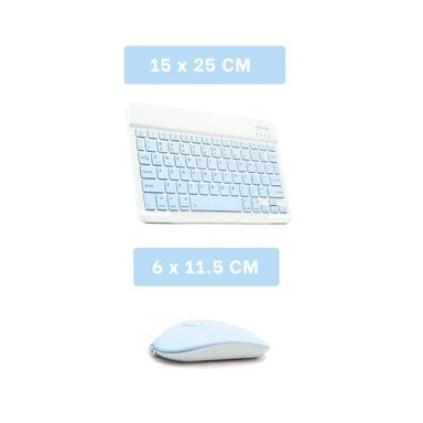 TECLADO INALÁMBRICO RYBIU DISPOSITIVOS BLUETOOTH EN CELESTE + LIGAS REGALO TE29870 PACK - 4