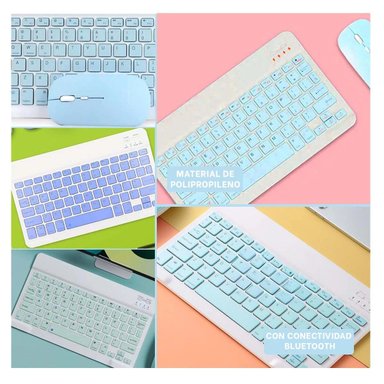 TECLADO INALÁMBRICO RYBIU DISPOSITIVOS BLUETOOTH EN CELESTE + LIGAS REGALO TE29870 PACK - 5