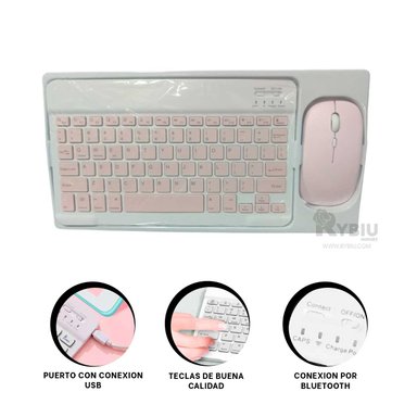MOUSE INALÁMBRICO RYBIU GAMERS Y TECLADO BLANCO + REGALO AGENDITA TE29867 SET - 1