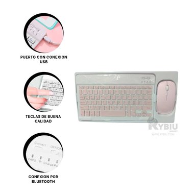 MOUSE INALÁMBRICO RYBIU GAMERS Y TECLADO BLANCO + REGALO AGENDITA TE29867 SET - 2