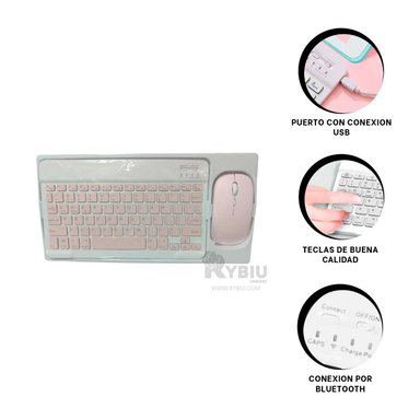 MOUSE INALÁMBRICO RYBIU GAMERS Y TECLADO BLANCO + REGALO AGENDITA TE29867 SET - 3