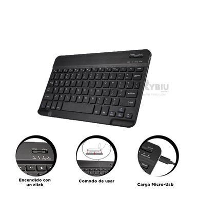 TECLADO INALÁMBRICO RYBIU MULTI DISPOSITIVO NEGRO + REGALO AGENDITA TE29868 KIT - 3