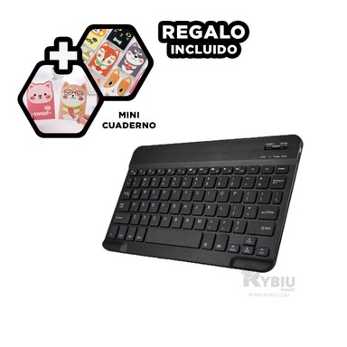 TECLADO INALÁMBRICO RYBIU MULTI DISPOSITIVO NEGRO + REGALO AGENDITA TE29868 KIT - 4