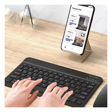 TECLADO INALÁMBRICO RYBIU RECARGABLE KEYBOARD EN COLOR NEGRO + PAPEL REGALO TE29868 KIT - 5