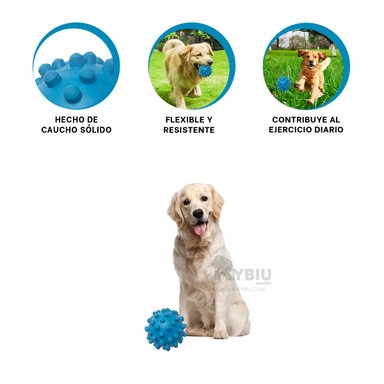 PELOTA CAUCHO PERROS MA31150 DURADERA JUGAR PET CELESTE + GIFT STICKERS RYBIU