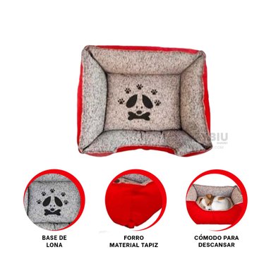 COLCHON PERROS MA31031 COMODA TALLA L ROJO RYBIU + GIFT STICKERS