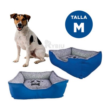 CAMA PERROS MA31032 BASE UTIL COMODA TALLA M AZUL RYBIU + REGALO LIGAS PEINAR