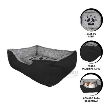 CAMA PERROS MA31030 FORRO INCLUIDO TALLA L NEGRO RYBIU + PAPEL REGALO