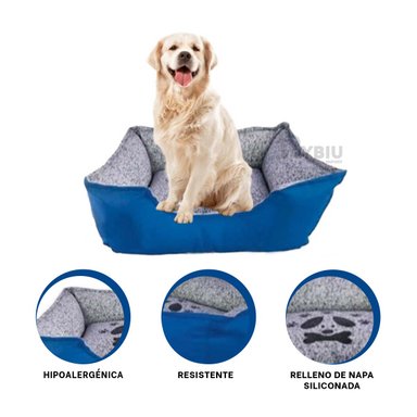 COJIN PERROS MA31042 MATERIAL TAPIZ MASCOTAS XL AZUL RYBIU + REGALO STICKERS