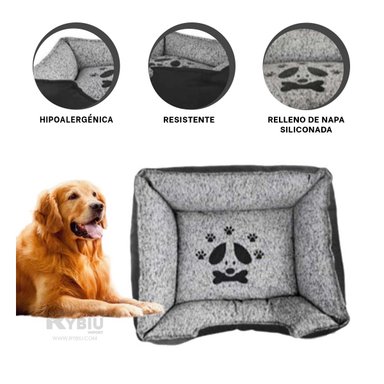 CAMA PERROS MA31045 MASCOTAS BASE NEGRO XL RYBIU + PAPEL REGALO