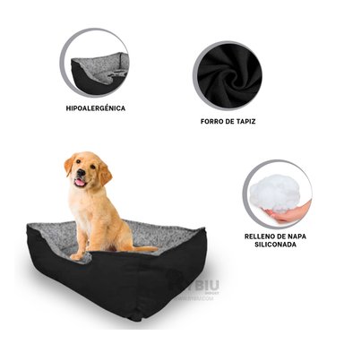 CAMA PERROS MA31040 MASCOTAS BASE LONA NEGRO RYBIU + PAPEL REGALO
