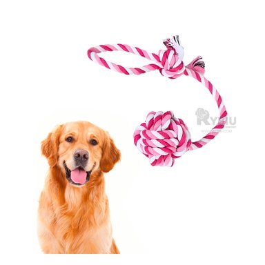 CUERDA PERROS MA31346 CON NUDOS BLANCO Y ROSADO + REGALO STICKERS RYBIU