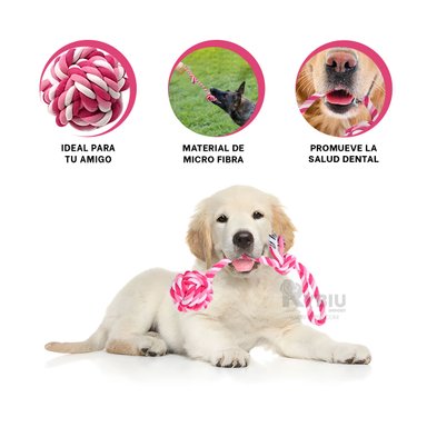 NUDO JUGUETE PERROS MA31346 GRANDE ROSADO + BANDERITAS ADHESIVAS RYBIU