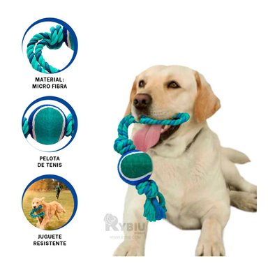 JUGUETE PERRO MA31354 CUERDA CON BOLA AZUL + POST IT ADHESIVOS RYBIU