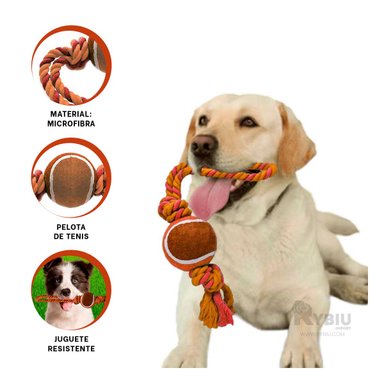 CUERDA PERROS MA31357 MORDISCO Y BOLA EN ANARANJADO + REGALO STICKERS RYBIU