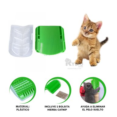 RASCADOR GATOS MA31327 DESGARRADOR DINAMICO EN VERDE + REGALO LIGAS PEINAR RYBIU