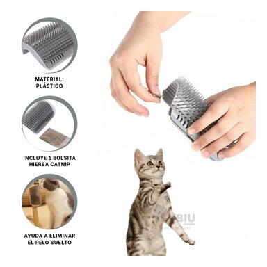 RASCADOR GATOS MA31328 FROTADOR VERSATIL EN GRIS + LIGAS REGALO RYBIU