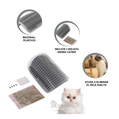 RASCADOR GATOS MA31328 FROTADOR PELUSA GRIS + POST IT ADHESIVOS RYBIU