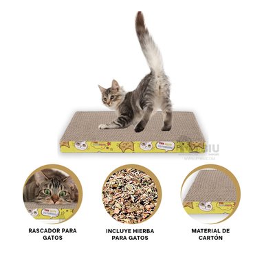 CAMA GATOS MA31323 RASCADORA CARTON + BANDERITAS ADHESIVAS RYBIU