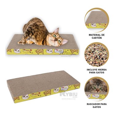 CAMA GATOS MA31323 RASCADORA CARTON + BANDERITAS ADHESIVAS RYBIU - 3