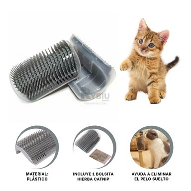 RASCADOR GATOS MA31328 FROTADOR GRIS + REGALO LIGAS PEINAR RYBIU