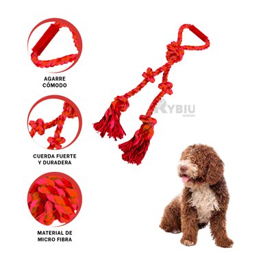 CUERDA PERRO MA31365 COMODO JUGAR EN ROJO + GIFT STICKERS RYBIU