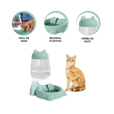 BEBEDERO GATO MA32393 RYBIU AUTOMATICO CON BIDON FORMA VERDE - 3