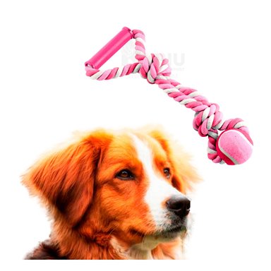 SOGA PERROS MA31369 CORDÓN IDEAL CON NUDO EN Y ROSADO + BANDERITAS ADHESIVAS RYBIU