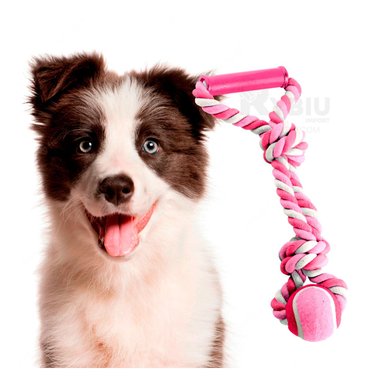JUGUETE PERROS MA31369 SOGA + PELOTA MASCOTA ROSADO + GIFT MINIAGENDA RYBIU