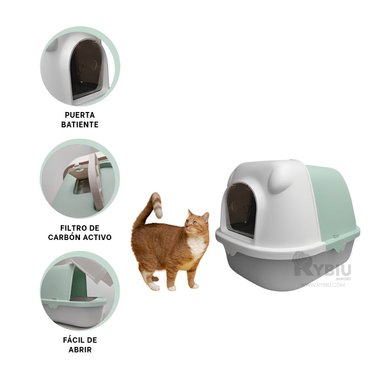 ARENERO GATOS RYBIU MA30041 CAJA DINAMICA VERDE PLOMO + REGALO AGENDITA