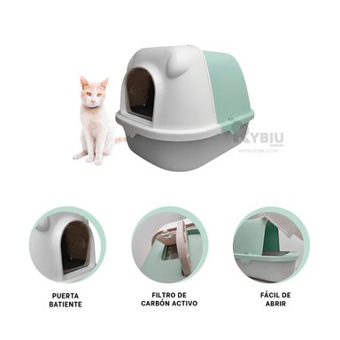 ARENERO GATOS RYBIU MA30041 CAJA UTIL FELINOS VERDE PLOMO + GIFT STICKERS