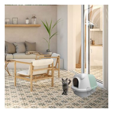 ARENERO GATOS RYBIU MA30041 TECHO OREJAS VERDE PLOMO + PAPEL REGALO