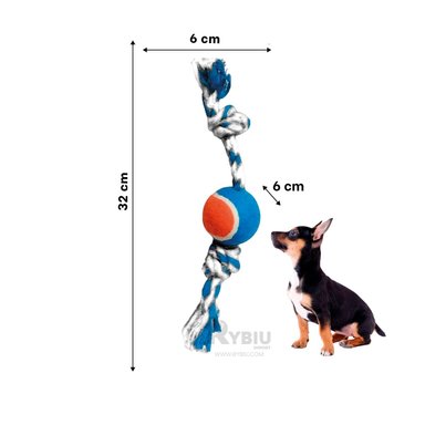 CUERDA ALGODÓN PERRO MA29964 ENROLLADA CON PELOTA MULTICOLOR + STICKERS RYBIU