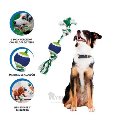 JUGUETE ALGODÓN PERROS MA29965 CON CUERDA PET EN MULTICOLOR + ENVOLTORIO REGALO RYBIU