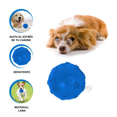 JUGUETE CAUCHO PERROS MA31249 REDONDO AZUL + BANDERITAS ADHESIVAS RYBIU