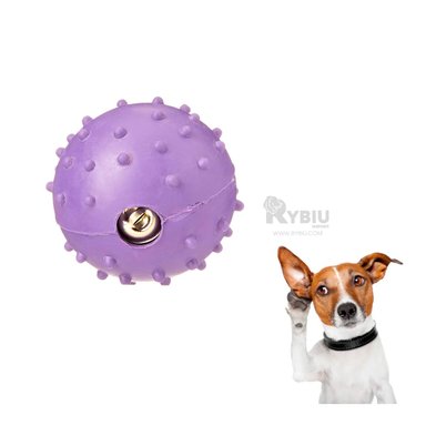 JUGUETE CAUCHO PERROS MA31252 REDONDO MORADO + BANDERITAS ADHESIVAS RYBIU