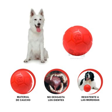 BALÓN CAUCHO PERROS Y GATOS MA31257 RESISTENTE Y DIVERTIDO EN ROJO + LIGAS REGALO RYBIU