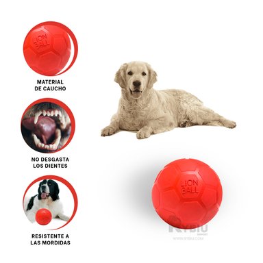 BALÓN CAUCHO PERRO MA31257 REDONDO EN ROJO + BANDERITAS ADHESIVAS RYBIU