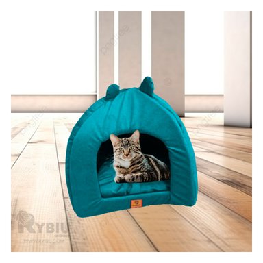 CAMA PERROS GATOS MA29098 IGLU TALLA M VERDE AGUA RYBIU + PAPEL REGALO