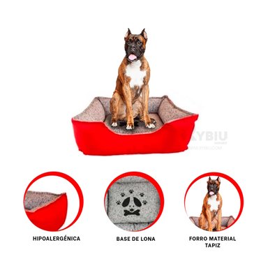 CAMA PERROS MA31050 DINAMICO XXL ROJO RYBIU + LIGAS REGALO