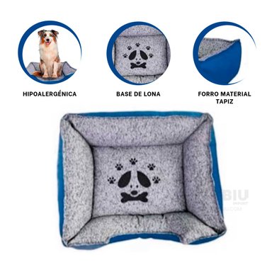 CAMA PERROS MA31051 ELEGANTE AZUL TALLA XXL RYBIU + LIGAS REGALO