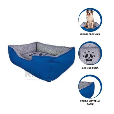 CAMA PERROS MA31051 ACOLCHADO AZUL TALLA XXL RYBIU + BANDERITAS ADHESIVAS
