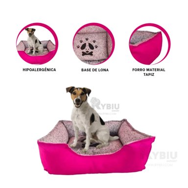 COJIN PERROS MA31047 MATERIAL TAPIZ MASCOTAS FUCSIA XXL RYBIU + STICKERS