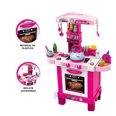 COCINA MODERNA Y ARMABLE KIDS EN ROSADO Y+PAPEL DE REGALO - 3