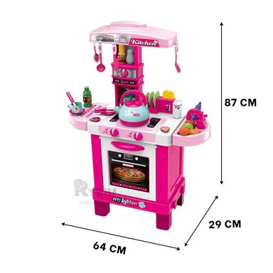 COCINA MODERNA Y ARMABLE KIDS EN ROSADO Y+PAPEL DE REGALO - 5