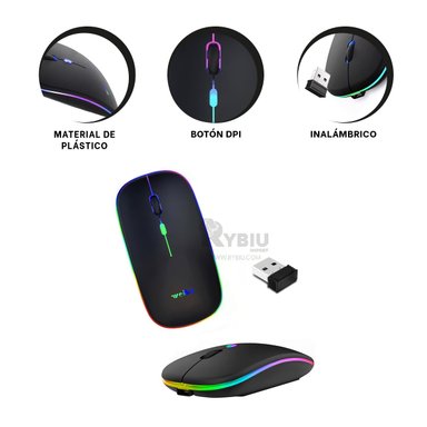 CURSOR INALÁMBRICO RYBIU RF 6800 EN COLOR NEGRO + BANDERITAS ADHESIVAS RF-6800 - 3