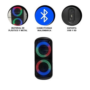 DISPOSITIVO DE AUDIO BLUETOOTH NEGRO PORTATIL CON TECNOLOGIA MODERNA PARA ESCUCHAR MUSICA - 3